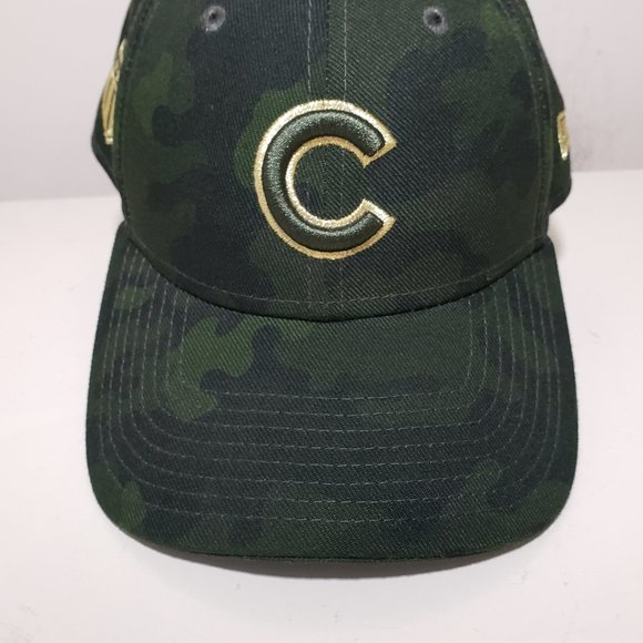 Chicago Cubs Hat Cap Fitted Small 7 1/8 Camo New Era Military Armed Forces MLB - Picture 3 of 11
